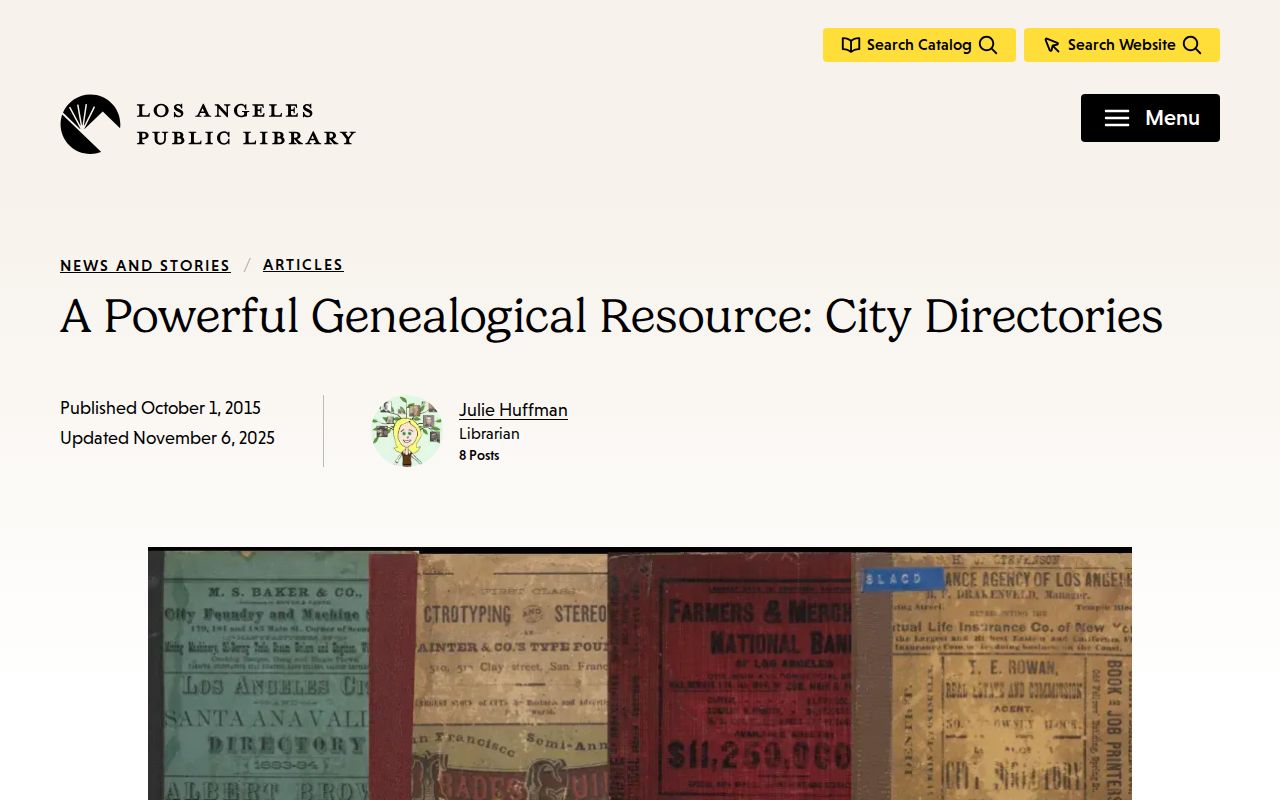 Lawndale city directory sample entry and catalog record