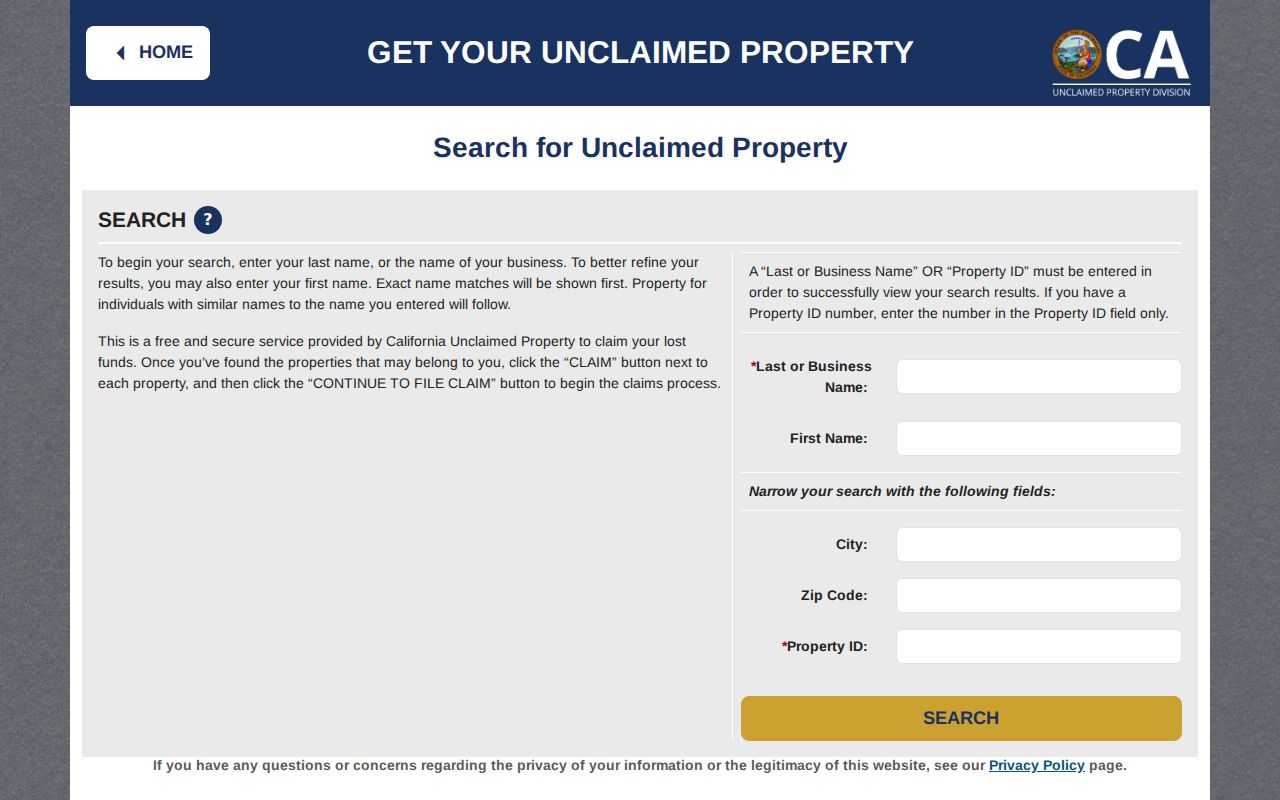 Lawndale residents directory view of California unclaimed property search