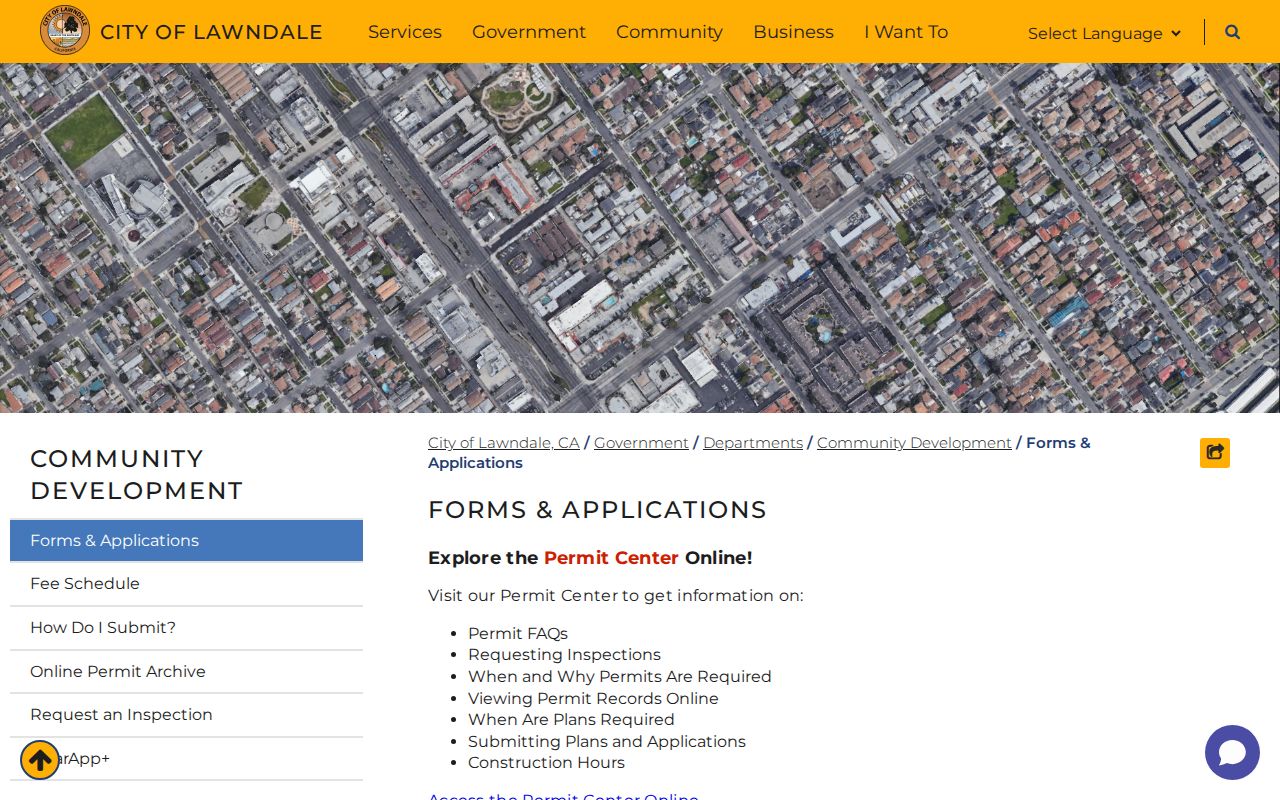 Lawndale residents directory view of the Lawndale city records entry point
