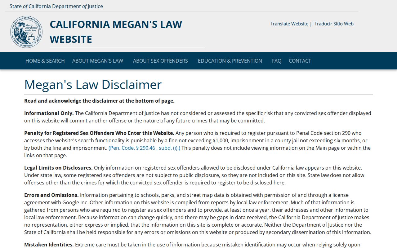 Lawndale resident lookup California Megan's Law registry search