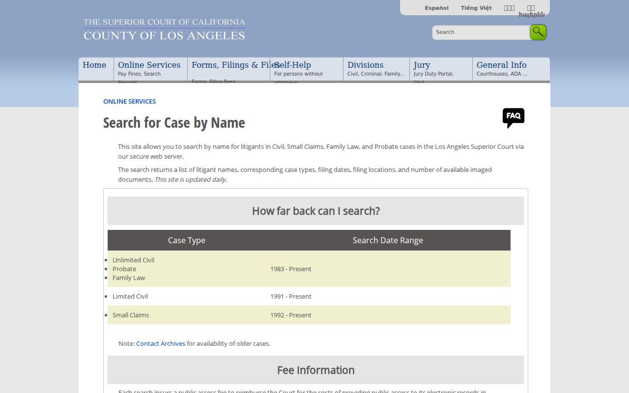 Lawndale resident lookup paid Los Angeles court party-name index