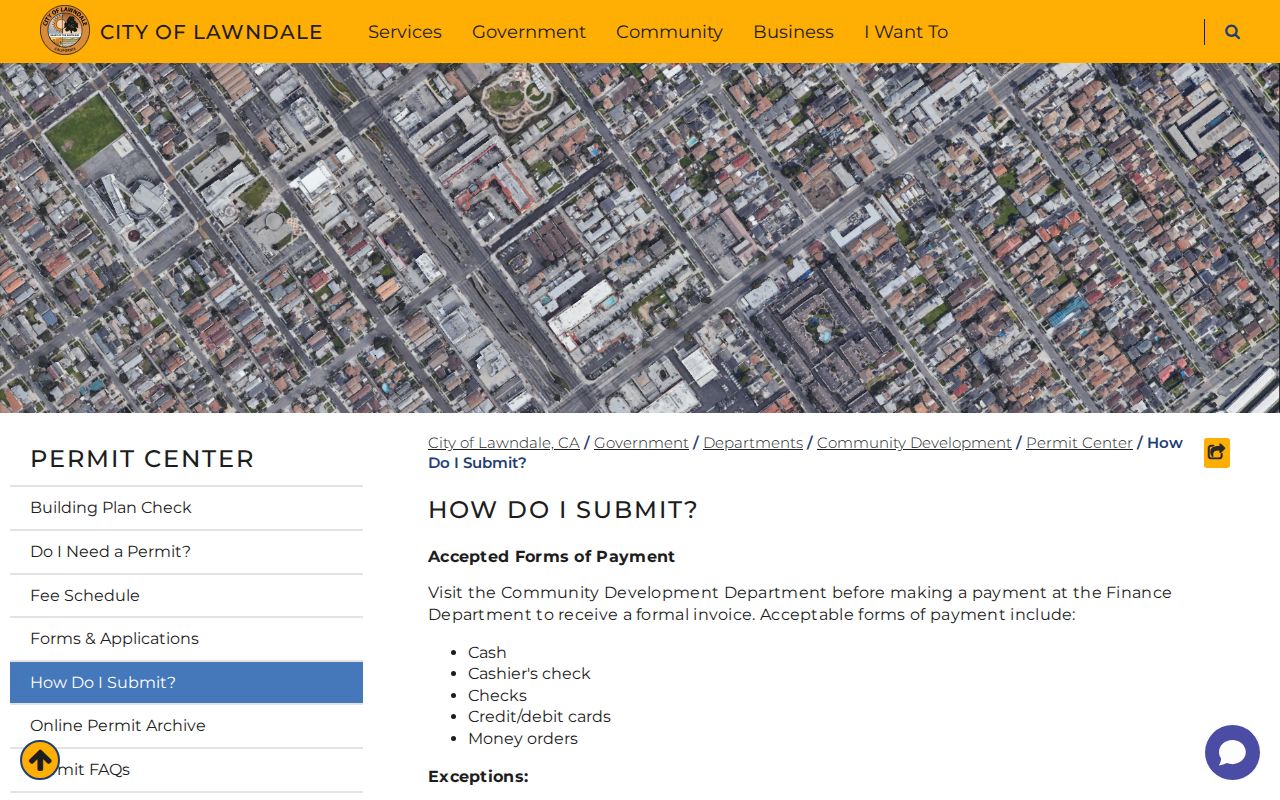 Lawndale street directory permit submission instructions